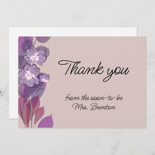 Mauve lila rötliche Wasserfarbe Dankeskarte (Vorne/Hinten)