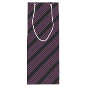 Mauve lila und Holzkohle 5 Streifen Muster Geschenktüte Für Weinflaschen (Rückseite)