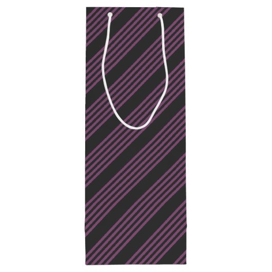 Mauve lila und Holzkohle 5 Streifen Muster Geschenktüte Für Weinflaschen (Rückseite)