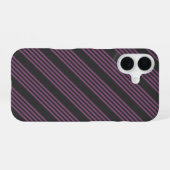 Mauve lila und Holzkohle 5 Streifen Muster iPhone 16 Hülle (Rückseite (Horizontal))