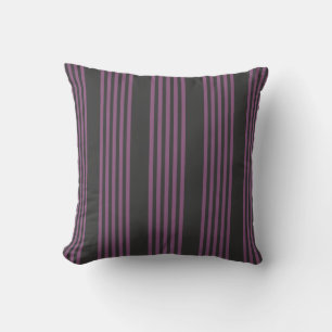 Mauve lila und Holzkohle 5 Streifen Muster Kissen
