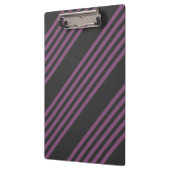 Mauve lila und Holzkohle 5 Streifen Muster Klemmbrett (Links)