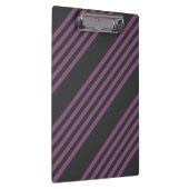 Mauve lila und Holzkohle 5 Streifen Muster Klemmbrett (Rechts)