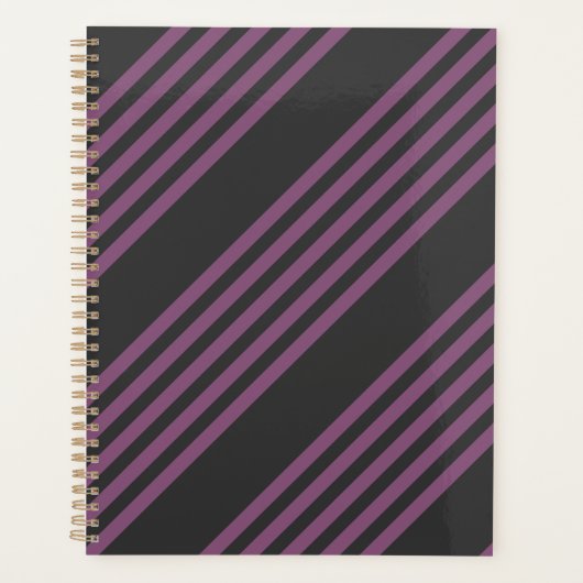 Mauve lila und Holzkohle 5 Streifen Muster Planer (Vorderseite)