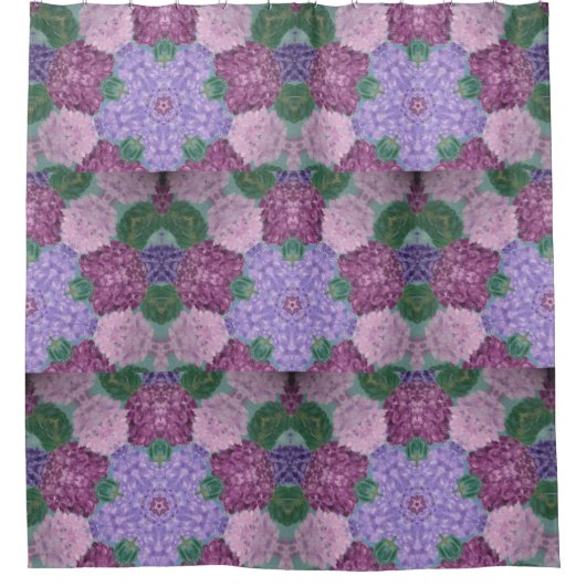 Mauve Lila und rosa Hydrangea Duschvorhang (Vorderseite)