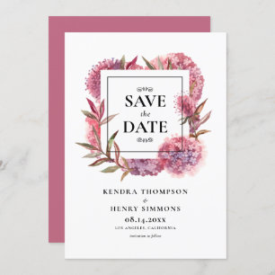 Mauve Lila Watercolor Hydrangeas Blumenrahmen Save The Date