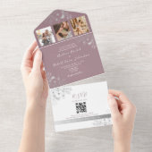 Mauve Lila Wedding QR Code All In One Einladung (Abreißen)