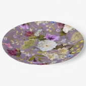 Mauve Lila Wedding Real Floral Pappteller (Schrägansicht)