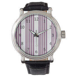 Mauve lila-weiß-Streifen Muster Armbanduhr