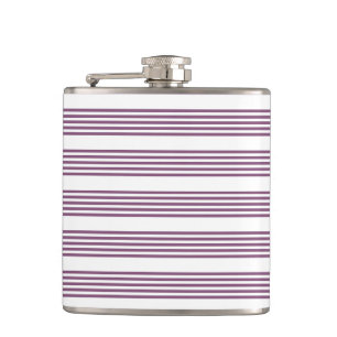 Mauve lila-weiß-Streifen Muster Flachmann