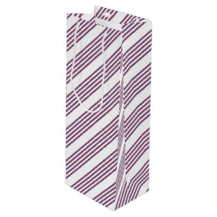 Mauve lila-weiß-Streifen Muster Geschenktüte Für Weinflaschen