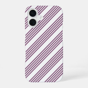 Mauve lila-weiß-Streifen Muster iPhone 16 Hülle