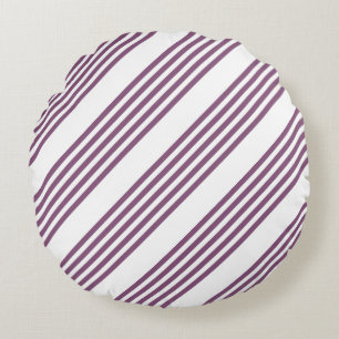 Mauve lila-weiß-Streifen Muster Rundes Kissen