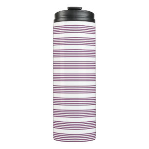 Mauve lila-weiß-Streifen Muster Thermosbecher
