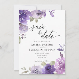 Mauve Lilac Dusty Lila Floral Save the Date Einladung
