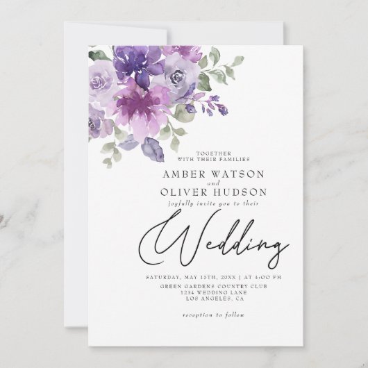 Mauve Lilac Dusty Lila Garden Wedding Einladung (Vorderseite)