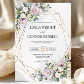 Mauve Lilac Floral Geometric Modern Wedding Einladung