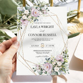 Mauve Lilac Floral Geometric Modern Wedding Einladung