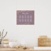 Mauve Lilac Glitzer Gold Blumendiagramm Poster (Küche)