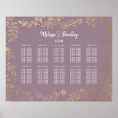 Mauve Lilac Glitzer Gold Blumendiagramm Poster (Vorne)
