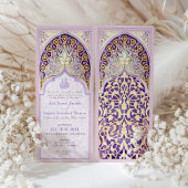Mauve Lilac Imitats Gold Islamic Wedding Einladung