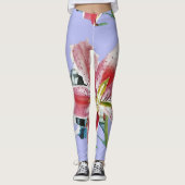 Mauve Lilac Lily Blütenkunst Aquarell Leggings (Vorderseite)