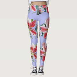 Mauve Lilac Lily Blütenkunst Aquarell Leggings