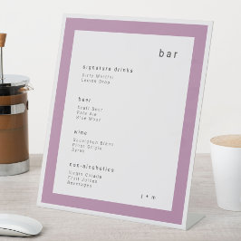  Mauve lilac minimalist wedding Bar Pedestal Sign Sockelschild