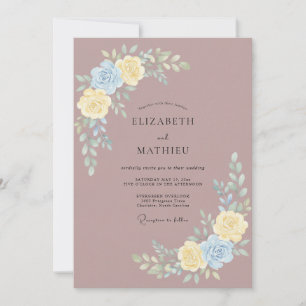 Mauve-Limonien-Pfingstrosen-Hochzeit Einladung