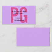 Mauve Mallow rosa Original Classic Chic Monogram Visitenkarte (Vorne/Hinten)