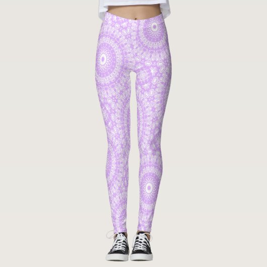 Mauve Mandala Geometric Pattern Leggings (Vorderseite)