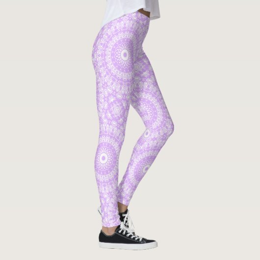 Mauve Mandala Geometric Pattern Leggings (Rechts)