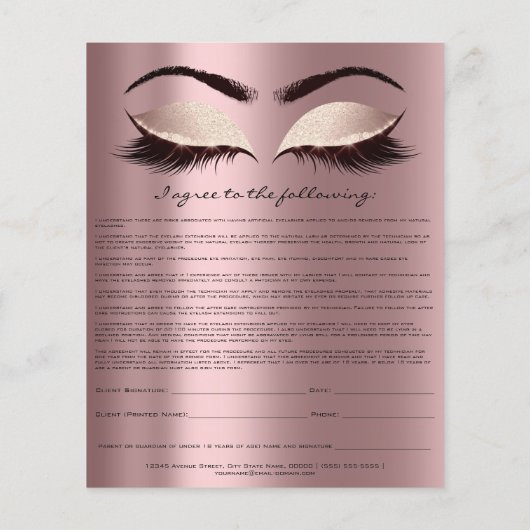 Mauve Mauve: Eyelash Extension Liability Waiver Ro Flyer (Hinten)