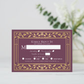 Mauve Medieval Sword Wedding RSVP Enclosure Card Begleitkarte (Stehend Vorderseite)