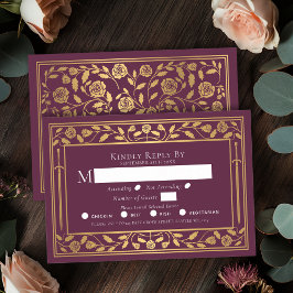 Mauve Medieval Sword Wedding RSVP Enclosure Card Begleitkarte