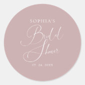 Mauve Minimalistisch Calligrafy Brautparty Runder Aufkleber (Vorderseite)