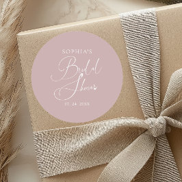 Mauve Minimalistisch Calligrafy Brautparty Runder Aufkleber