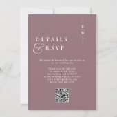 Mauve Minimalistisch Modern Monogram Wedding QR Co Einladung (Rückseite)