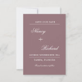 Mauve Minimalistisch Save the Date Card (Vorderseite)