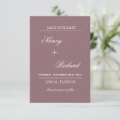 Mauve Minimalistisch Save the Date Card (Stehend Vorderseite)