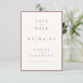 Mauve Minimalistisch Save the Date Card (Stehend Vorderseite)