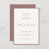 Mauve Minimalistisch Save the Date Card (Vorne/Hinten)