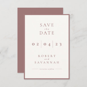 Mauve Minimalistisch Save the Date Card