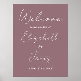 Mauve Minimalistisch Script Wedding Willkommenszei Poster