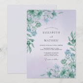 Mauve-Mint-Blatt-Hochzeit Einladung (Vorne/Hinten)