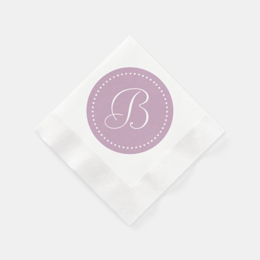Mauve Mist/White Dot Monogramm Serviette (Ecke)