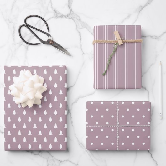 Mauve Modern Farmhouse Holiday Wrapping Paper Geschenkpapier Set (Vorderseite)