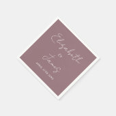 Mauve Modern Minimalistische Script Wedding Serviette (Ecke)