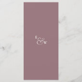 Mauve Modern Monogram Wedding Danke Platzkarte Menükarte (Rückseite)