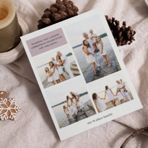 Mauve Modern Neutral 4 Foto Elegant Feiertagskarte